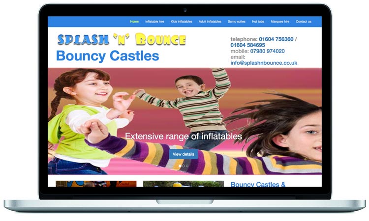 website design for Northamptonshire bouncy castle hire company