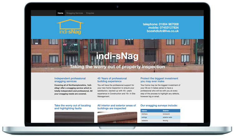 Snagging and construction website designed by Northants web designers McKie Associates