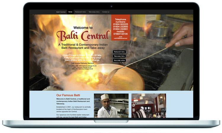 Balti-Central - Balti restauarant website design by Northants web designers McKie Associates